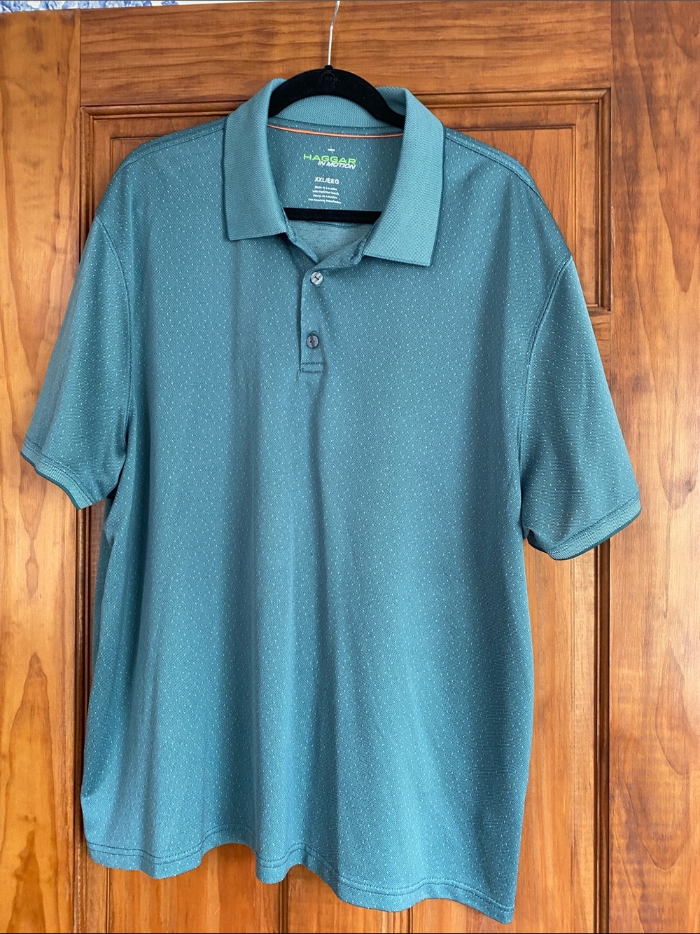 Haggar Men's Short-Sleeve Polo in Teal Green